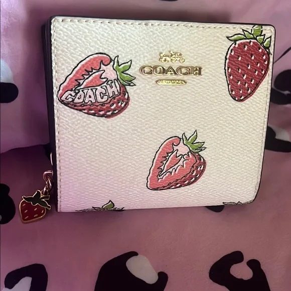Coach Cream Strawberry Print Women's Wallet - Picture 5 of 5
